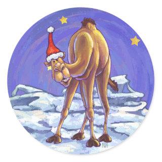 Camel Christmas Classic Round Sticker