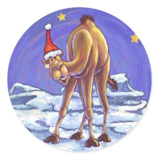 Camel Christmas Classic Round Sticker