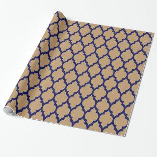 Camel Tan Navy XL Moroccan Quatrefoil #4