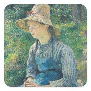Camille Pissarro | Peasant Girl with a Straw Hat,  Square Sticker