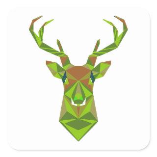 Camo Geometric Deer Head Square Sticker