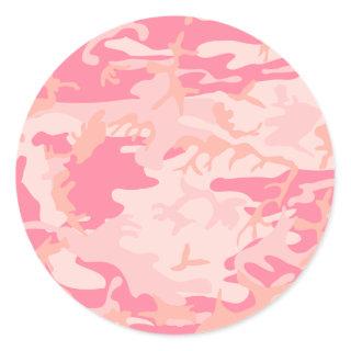 Camo Pink Girly Trendy Stylish Modern Classic Round Sticker