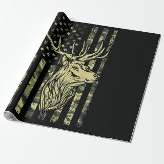 Camo US Flag Deer Elk Buck Camoflage Hunting