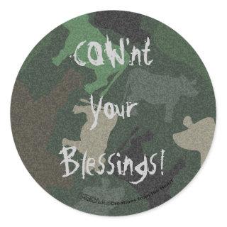 CaMOOflage Cow Collage in Green Classic Round Sticker