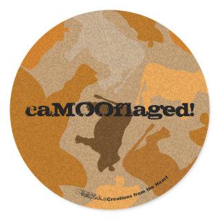 CaMOOflage Cow Collage in Orange Classic Round Sticker