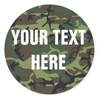Camouflage Background for Custom Text Classic Round Sticker