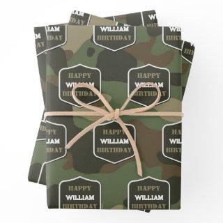 Camouflage Green Camo Army Monogram Birthday Name  Sheets