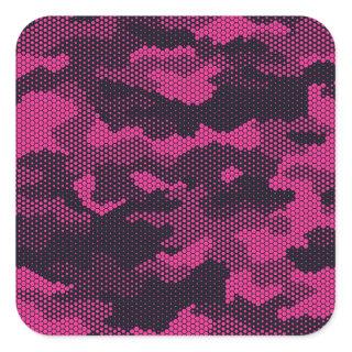 Camouflage hexagonal, military texture background square sticker