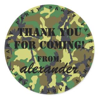 Camouflage Party Thank You Classic Round Sticker
