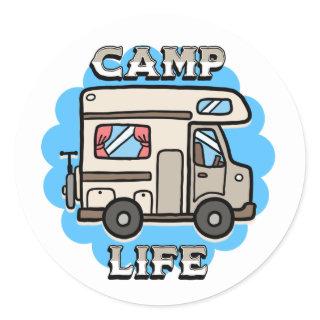 Camp Life | Retro Camper Classic Round Sticker