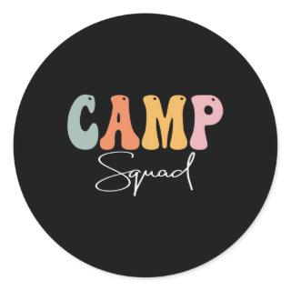 Camp Squad Retro Groovy Vintage Happy First Day Of Classic Round Sticker