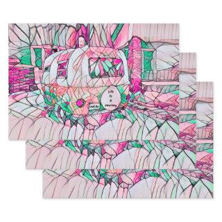 Camper Life Is A Journey Just Go Pink Green Hippie  Sheets