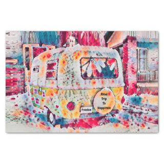 Camper Retro Hippie Road Trip To Happiness Freedom Tissue Paper