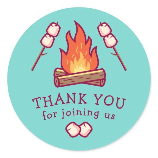 Campfire and Marshmallow Classic Round Sticker