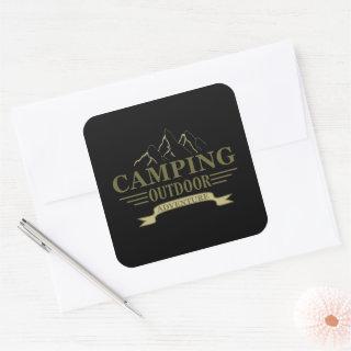 camping adventure square sticker