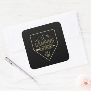 camping adventure square sticker
