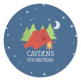 Camping Birthday party favor stickers