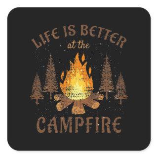 Camping - Life Is Better By The Campfire Square Sticker