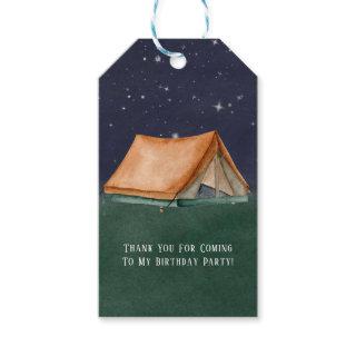 Campout Sleepover Boy Birthday Party Thank You Gift Tags