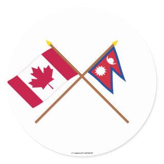 Canada and Nepal Crossed Flags Classic Round Sticker