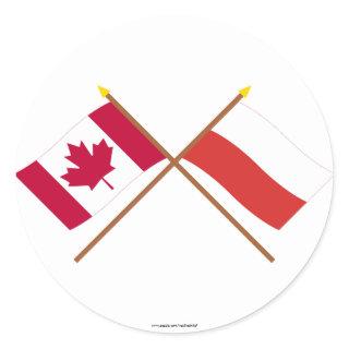Canada and Poland Crossed Flags Classic Round Sticker