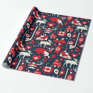 Canada Canadian Christmas Winter Moose Pattern