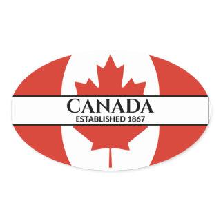 Canada Established 1867 Maple Leaf Flag Oval Sticker