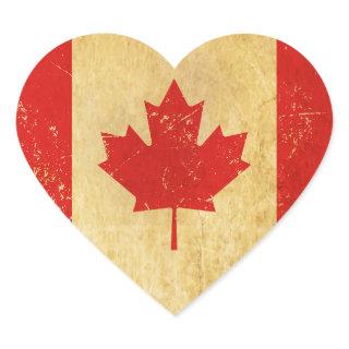 Canada Flag Vintage Design Heart Sticker