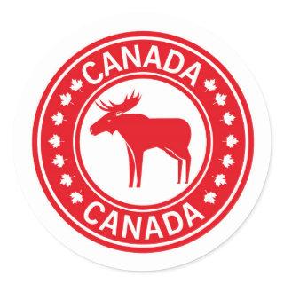 Canada Moose Maple Leaf | Canada Day Classic Round Sticker