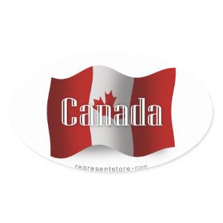 Canada Waving Flag Oval Sticker