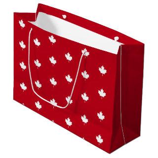Canada White Maple Leaf on Red Pattern Large Gift Bag