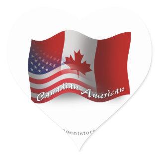 Canadian-American Waving Flag Heart Sticker