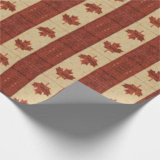 Canadian Flag On Inner Birch Bark