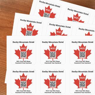 Canadian Hotel Wifi Details Plus QR Code Square Sticker