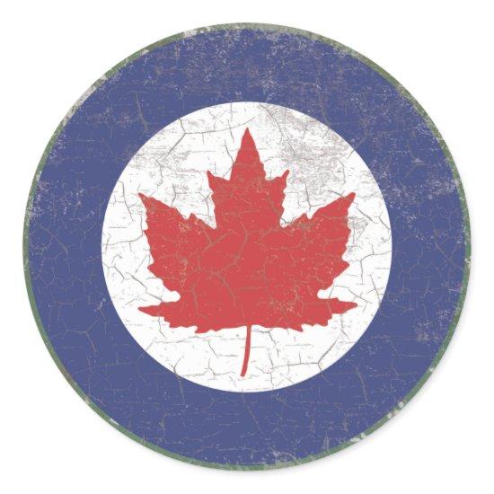 Canadian RAF Maple Leaf Roundel Rustic Classic Round Sticker