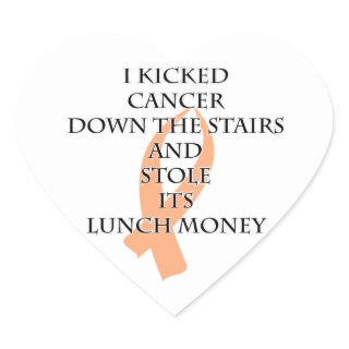 Cancer Bully (Peach Ribbon) Heart Sticker