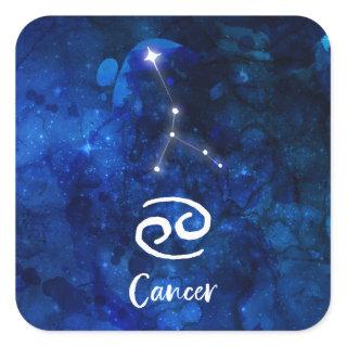 Cancer Zodiac Constellation Blue Galaxy Celestial Square Sticker