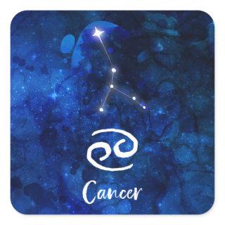 Cancer Zodiac Constellation Blue Galaxy Celestial Square Sticker