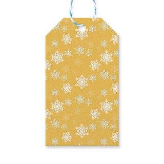 Candle Glow Yellow and White Snow Flurries Gift Tags