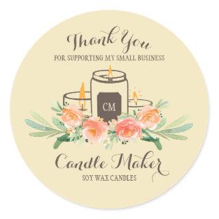 Candle Soy Wax Homemade Craft Thank You business Classic Round Sticker