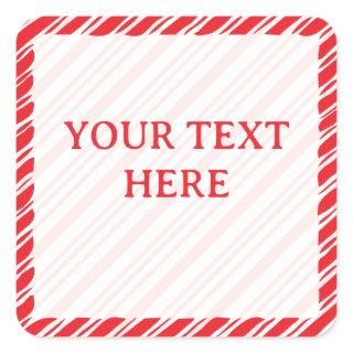 Candy Cane Border Christmas Decor Custom Text Square Sticker