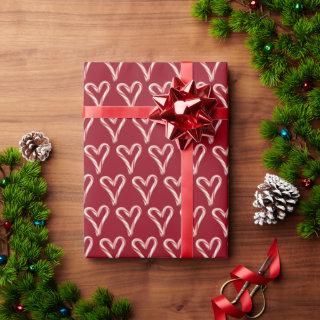 Candy Cane Hearts On Red