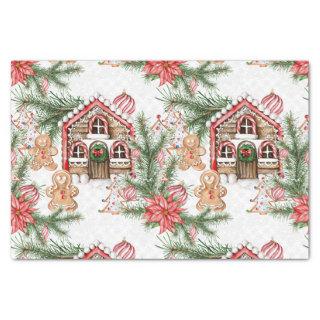 Candy cane house, gingerbread man, poinsettia tissue paper
