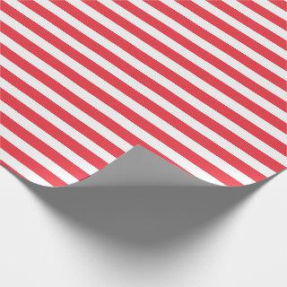 Candy Cane Red and White Simple Horizontal Striped