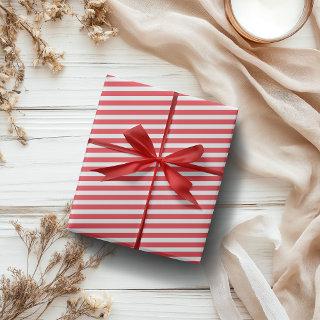 Candy Cane Red and White Simple Horizontal Striped
