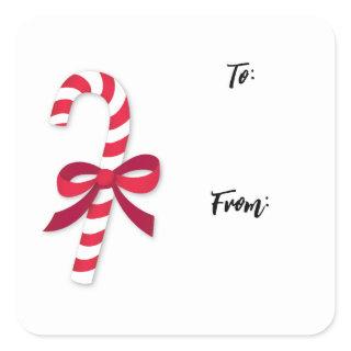 Candy Cane Ribbon Classic Illustration Square Sticker