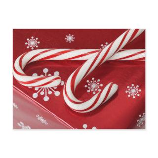 Candy canes on present postcard