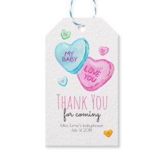 Candy Heart Valentines Baby Shower Thank you tag