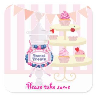 Candy Jar and Cupcakes Favor Sticker