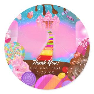 Candy Land Party Fantasy Candy Cupcakes Favor Classic Round Sticker